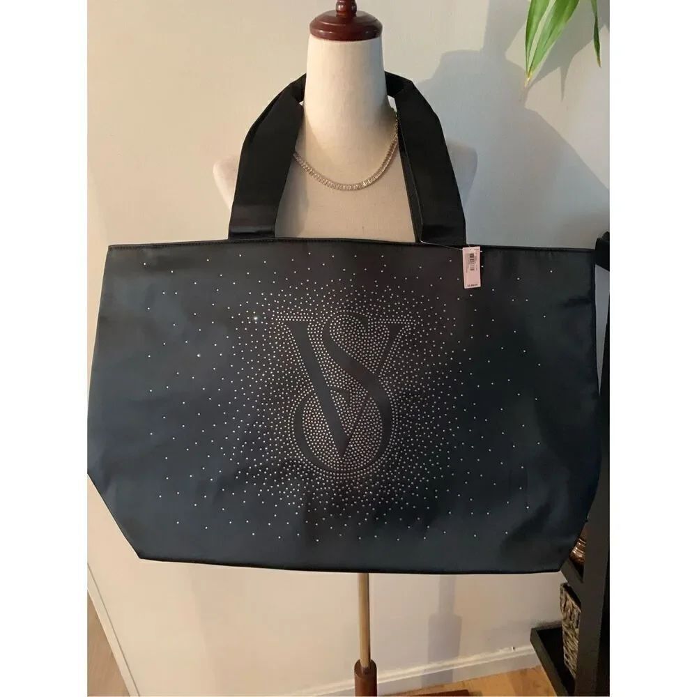 Victoria’s Secret tote large with diamonds overnight bag, black